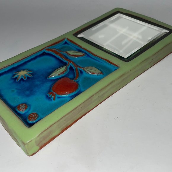 Eartha Handmade Pottery Tile Glazed with Mirror P. Collery Stamp - Picture 6 of 12